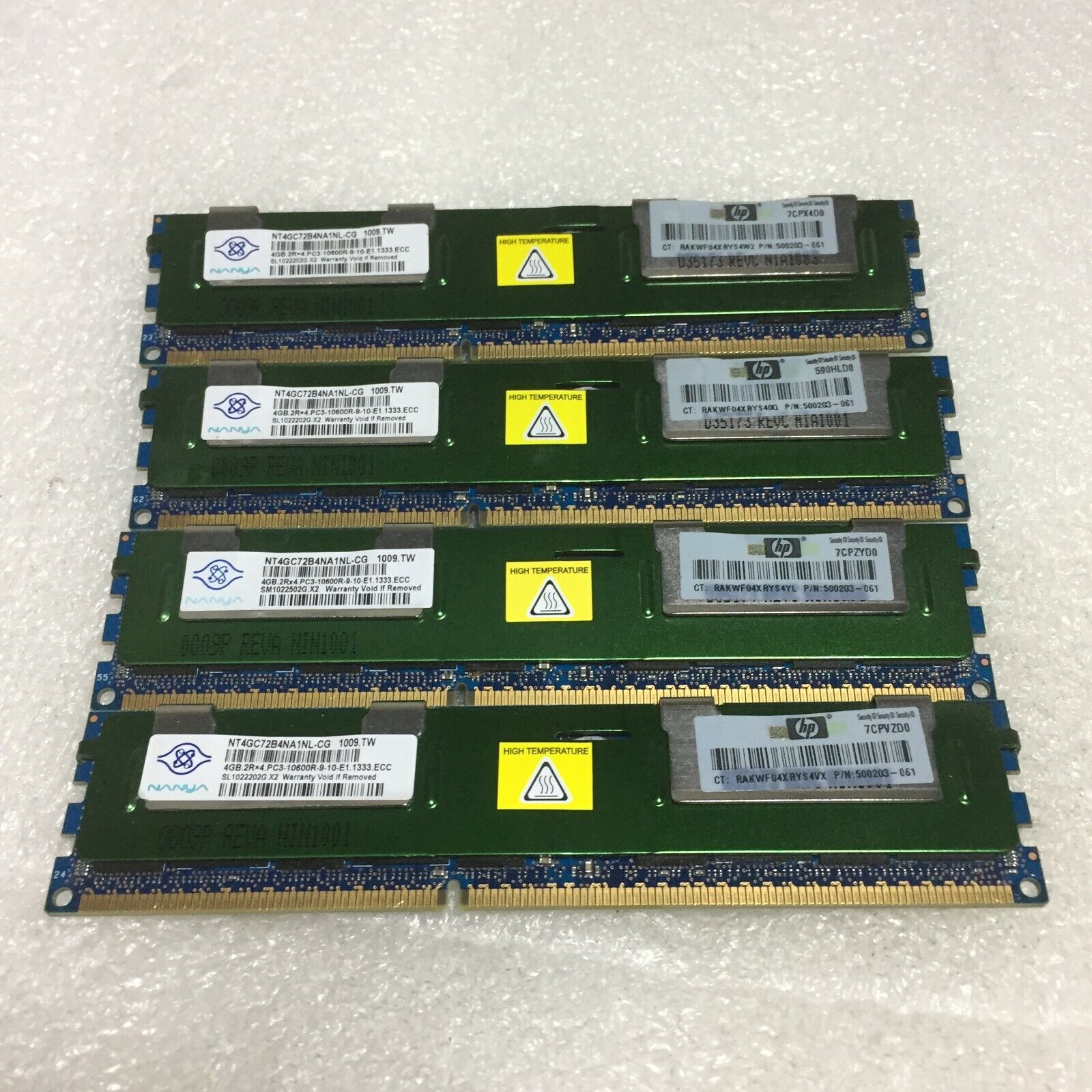Nanya 16GB RAM kit (4x4GB) PC3-10600R REG ECC Memory NT4GC72B4NA1NL-CG FREE S/H