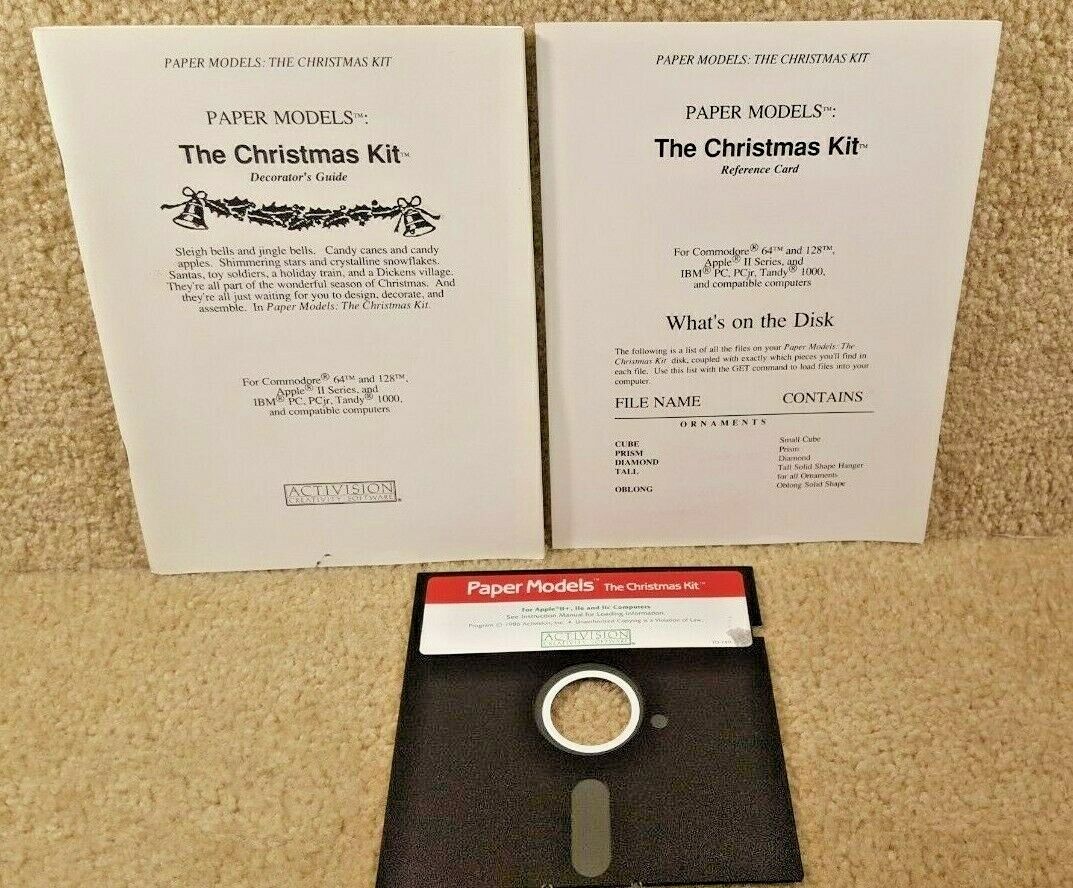 Vintage 1986 Apple IIe IIc II+ Activision Paper Models The Christmas Kit