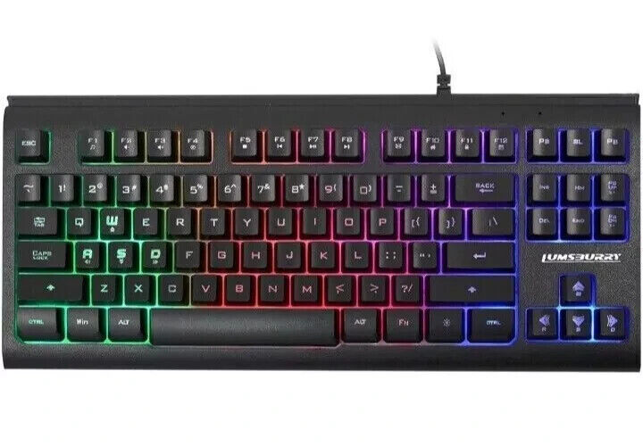 Lumsburry Rainbow LED Backlit 87 Keys Gaming Keyboard, Compact Keyboard with ...