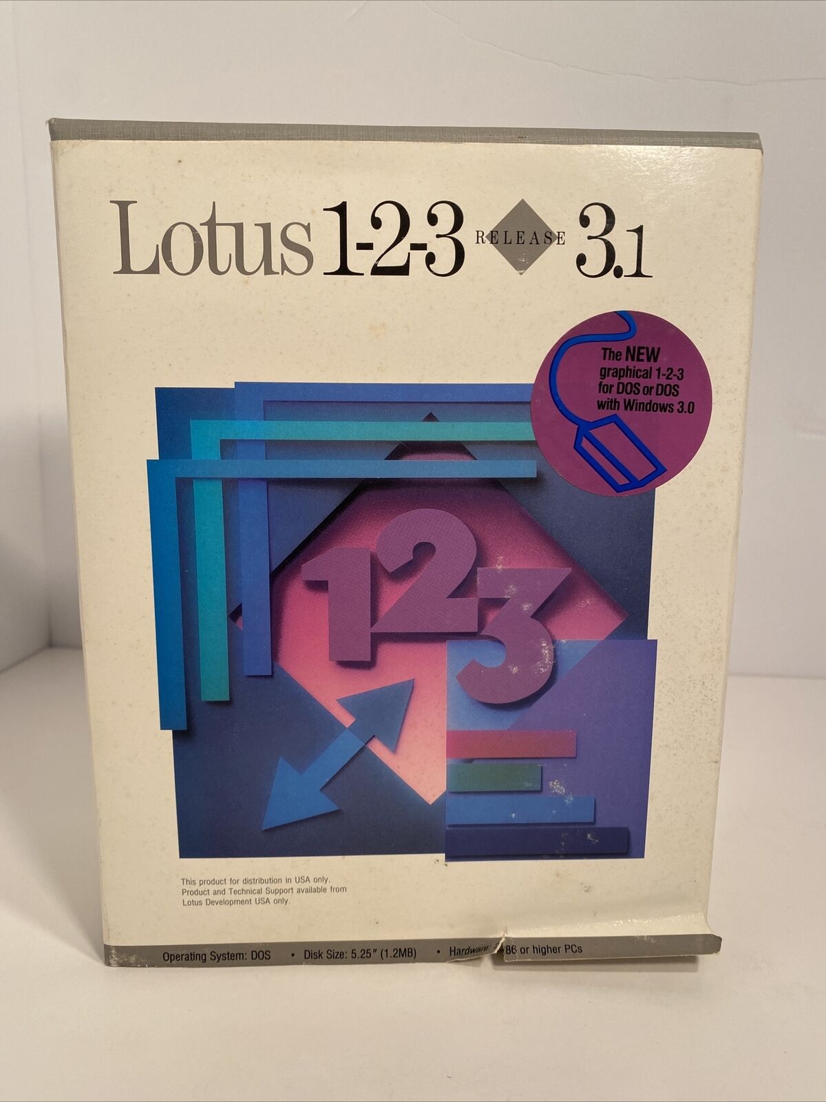 Lotus 123 1-2-3 R. 3.1, DOS Win 3.0, Vintage Spreadsheet Software, Complete, EUC