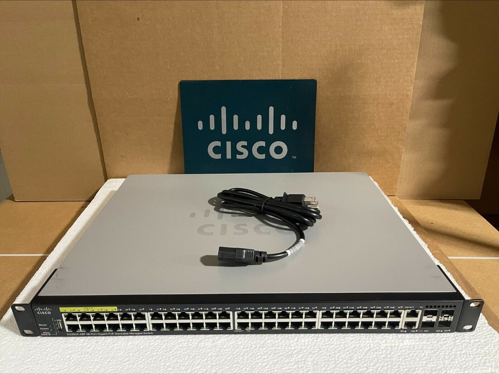 Cisco SG350X-48P-K9 48 port Gigabit Poe Stackable Network Switch