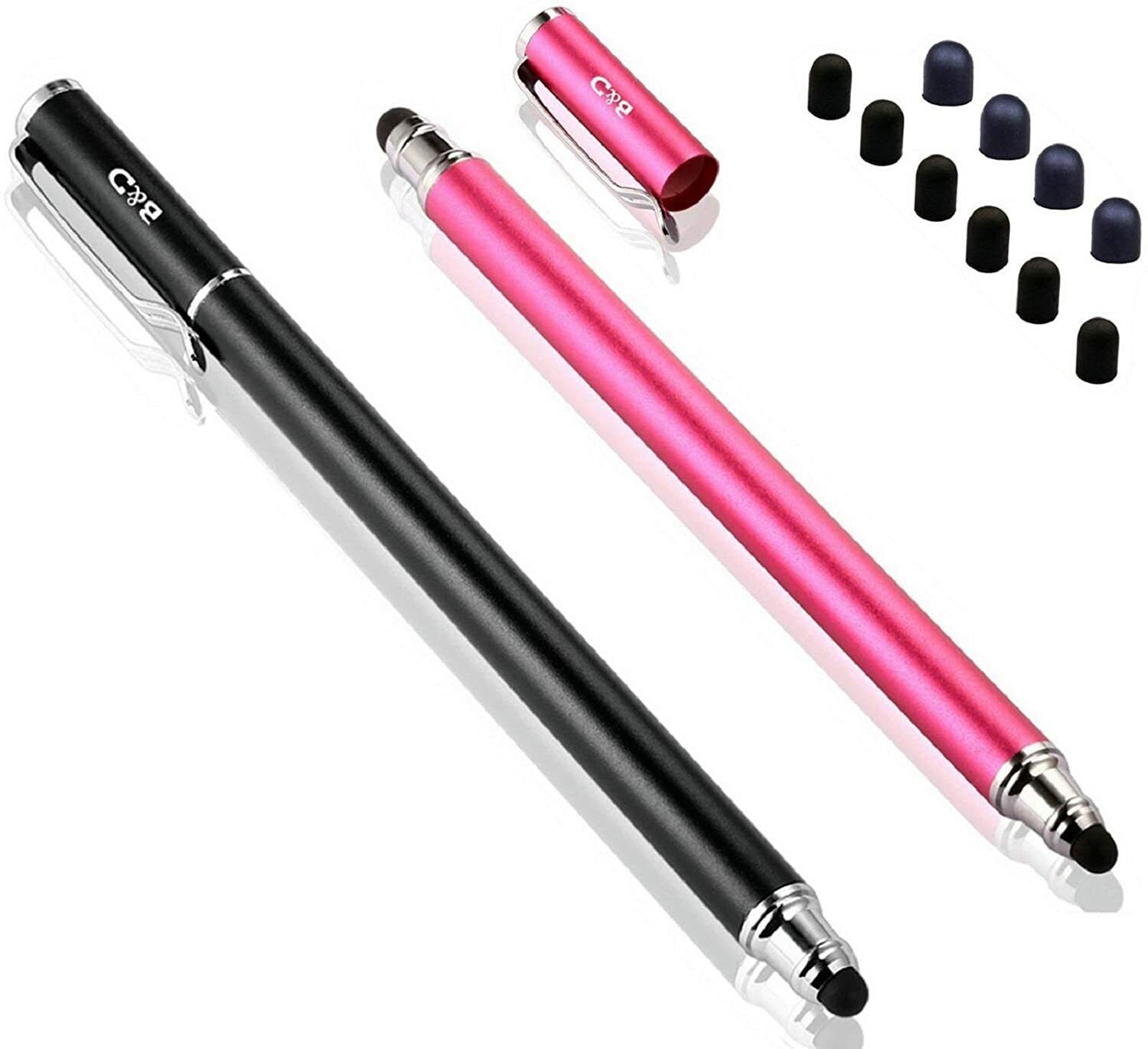 (2 Pcs) [0.18-inch Small Tip Series] 2-in-1 Bargains Depot Stylus Black/Pink