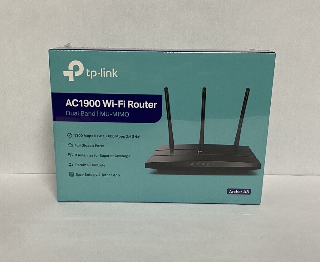 TP-LINK AC1900 Wi-Fi Router Dual Band Mu Mimo WiFi Archer A8 New Sealed Oliverns