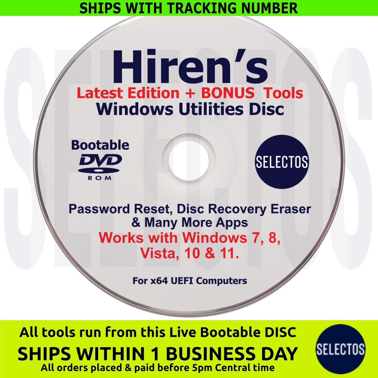 Hiren\'s Boot CD PC Utilities Disc Password Reset Disk Recovery +Apps List &More