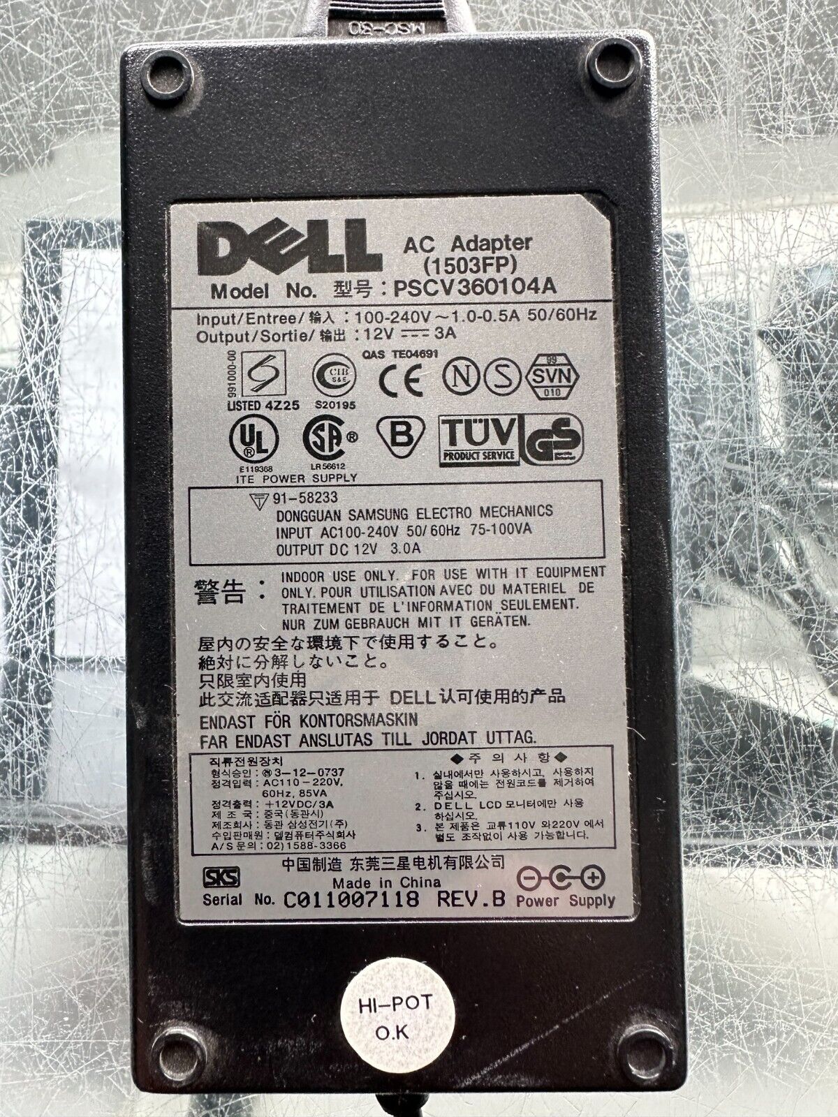 DELL PSCV360104A 12V 3A 36W Genuine Original AC Power Adapter Charger