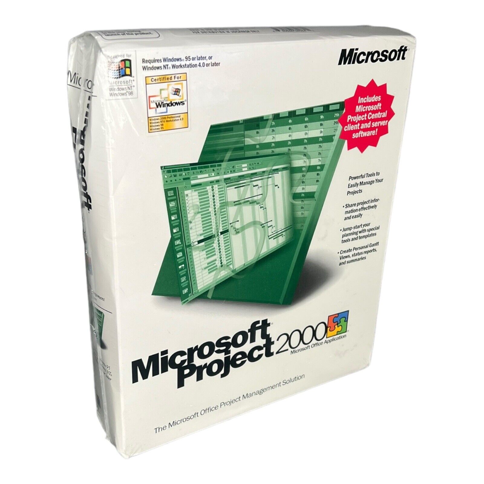 SEALED Microsoft Project 2000 w/ Project Central Client & Server Software NOS