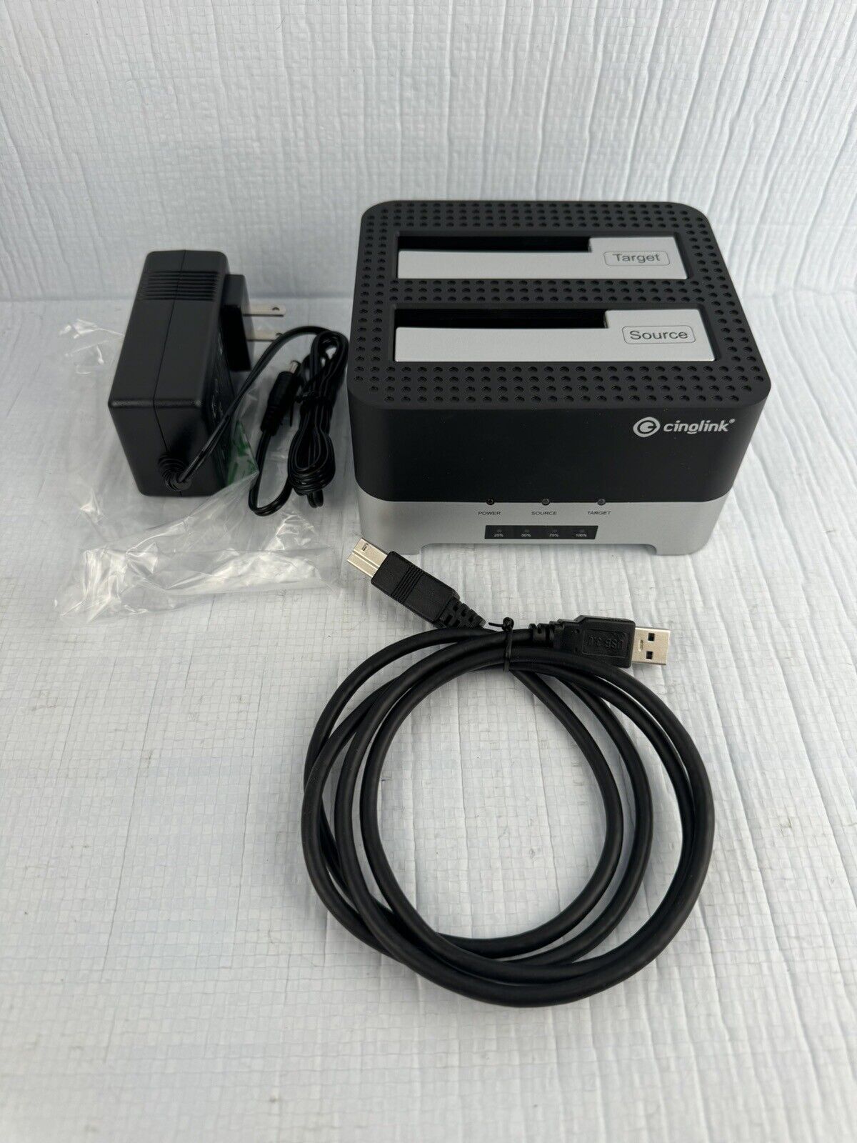 Cinolink HA133 Black Silver Dual Bay HDD Docking Station Brand New USB 3.0