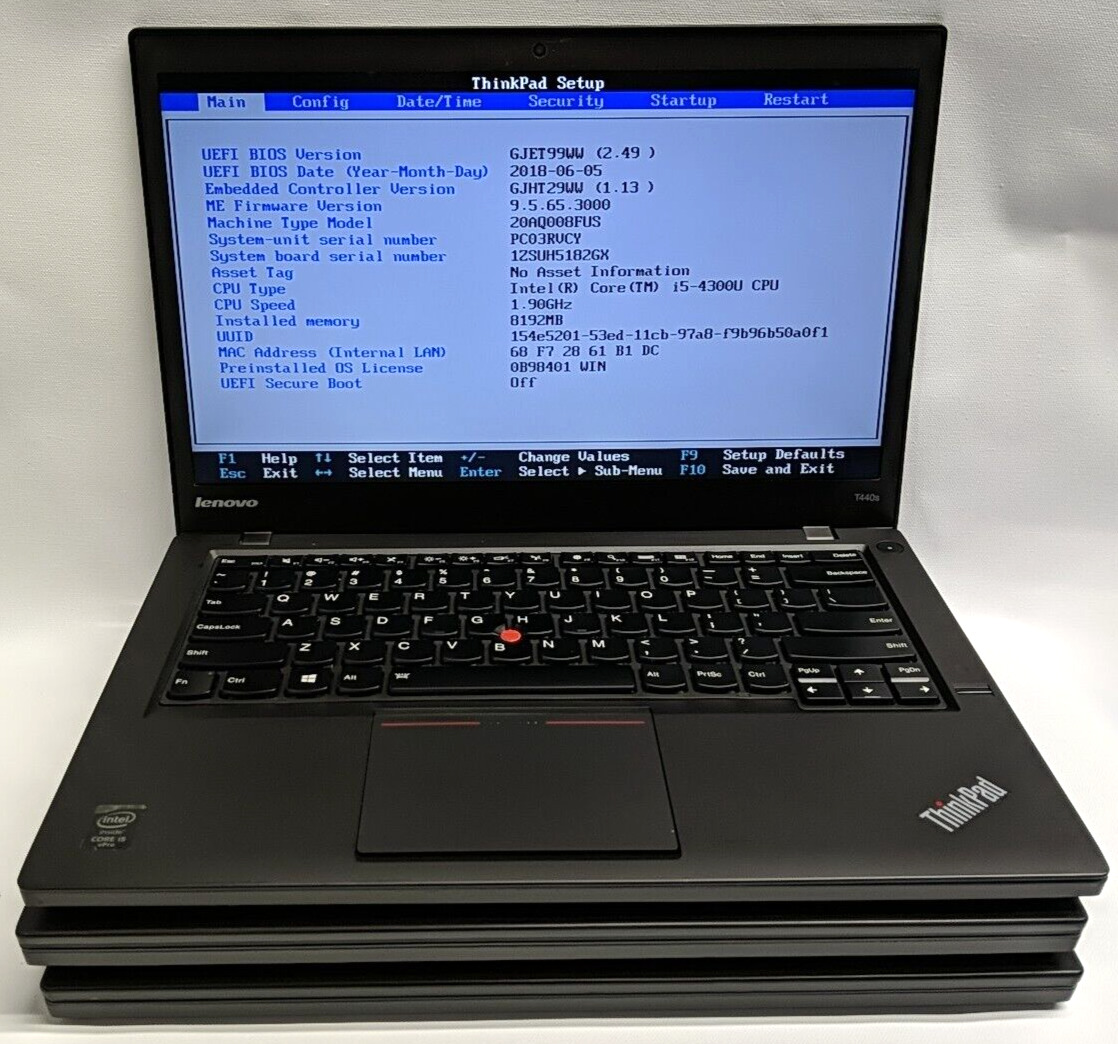 Lot of 3 Lenovo ThinkPad T440s 14\