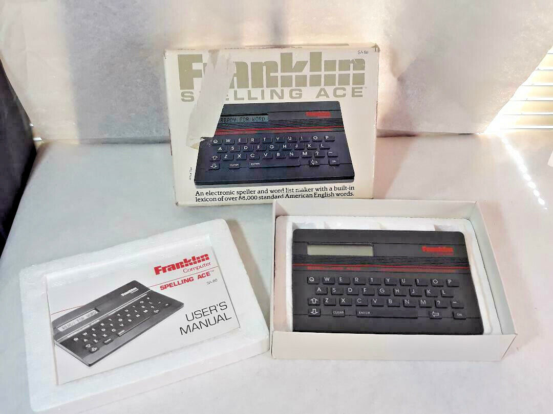 Vintage 1986 Franklin Computer Spelling Ace Model SA-88 Manual & Box TESTED