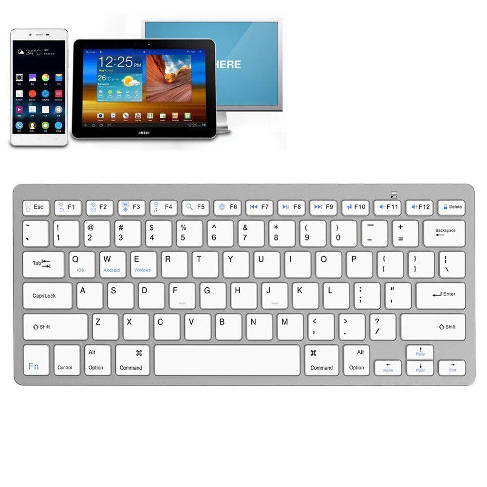 Slim Wireless Bluetooth Keyboard 78 Key for Mac PC IPhone IOS Android Windows