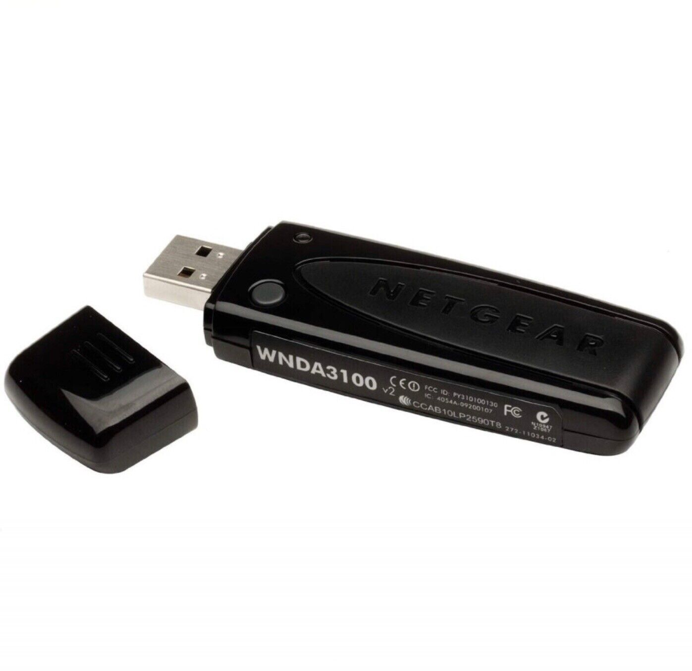 Netgear WNDA3100 V2 2.4ghz 5Ghz USB 300Mbps Wireless N USB Adapter W/Cable & CD