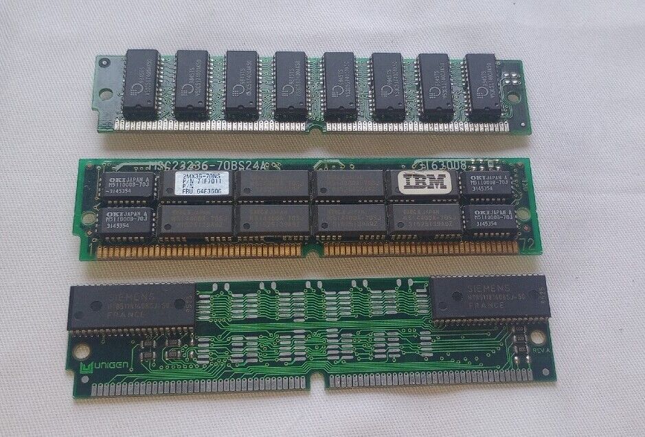 Vintage IBM FRU 71F7011 8MB 70NS 72 PIN SIMM Memory RAM Lot 9845TS Siemens 