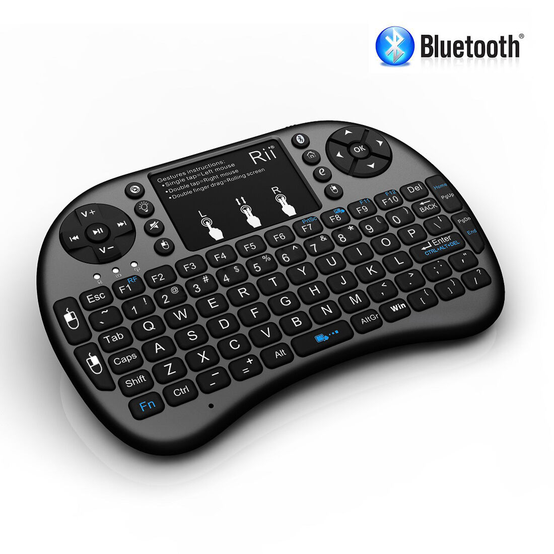 NEW Rii i8+ Mini Bluetooth Keyboard Backlight, Touchpad w Mouse + Charger