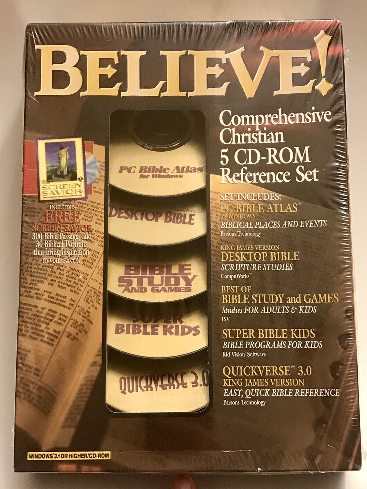 Believe Comprehensive Christian 5 CD-ROM Reference Set 1995 printed in USA