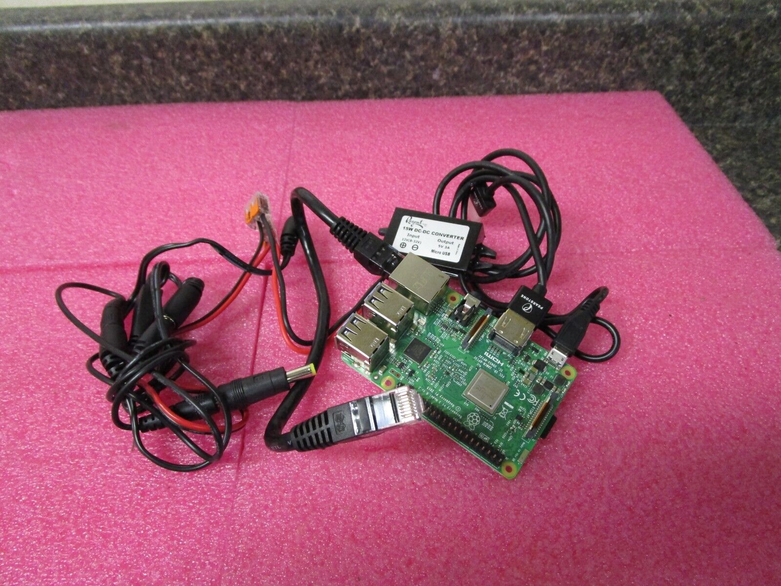 Opened Box Raspberry Pi 3 Model B V1.2 with HDMI & Ethernet Cable + Converter