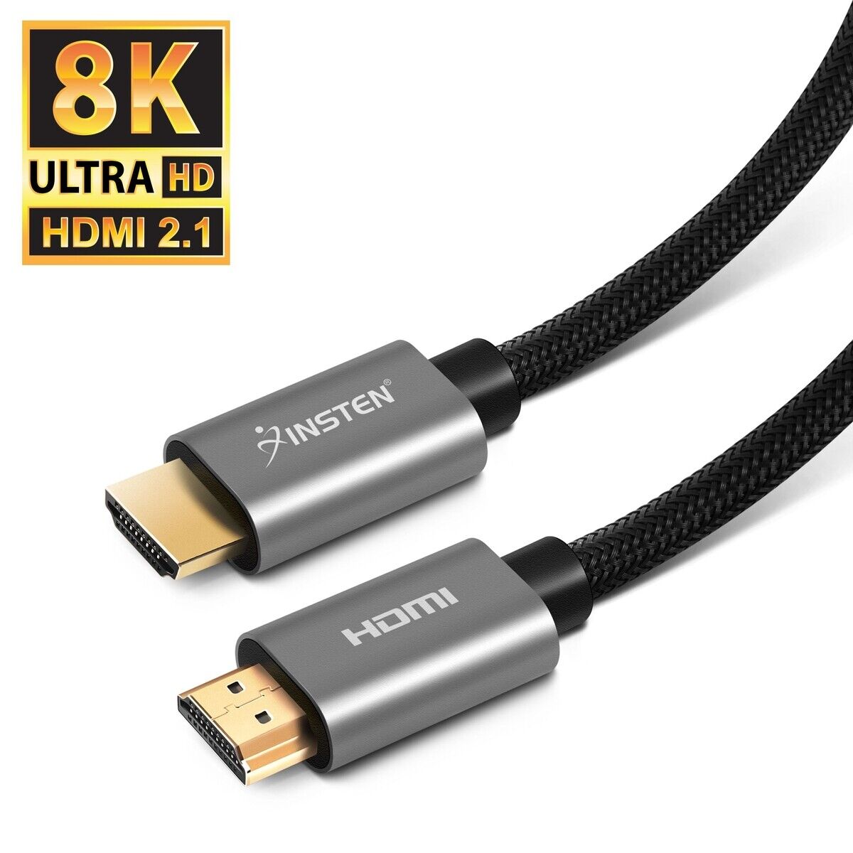 15 Feet HDMI Male to Male Cable 2.1, 8K 60Hz, 48Gbps, Gold Connectors, Black