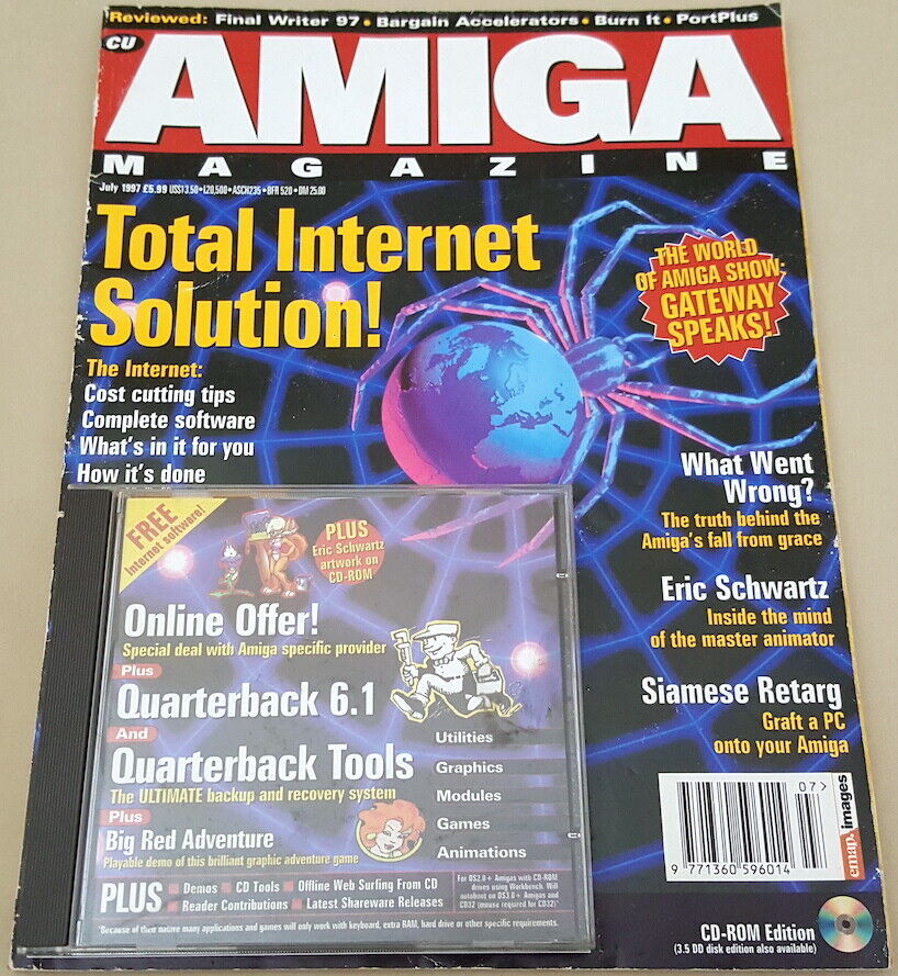 CU Amiga Magazine w/CD ©1997 July - Quarterback 6.1 Quarterback Tools +LOTS More