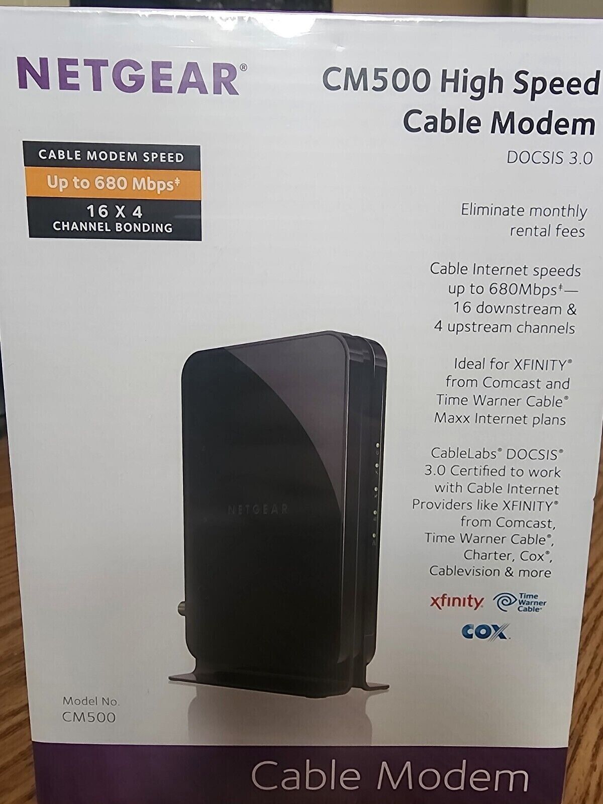 NEW Netgear CM500 High Speed Cable Modem | Docsis 3.0  16x4 Channel 680Mbps