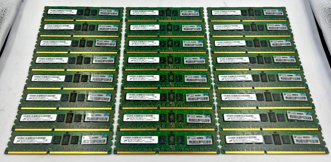 SERVER RAM - MICRON *LOT OF 32* 8GB 1RX4 PC3 - 12800R MT18JSF1G72PZ-1G6E/ TESTED