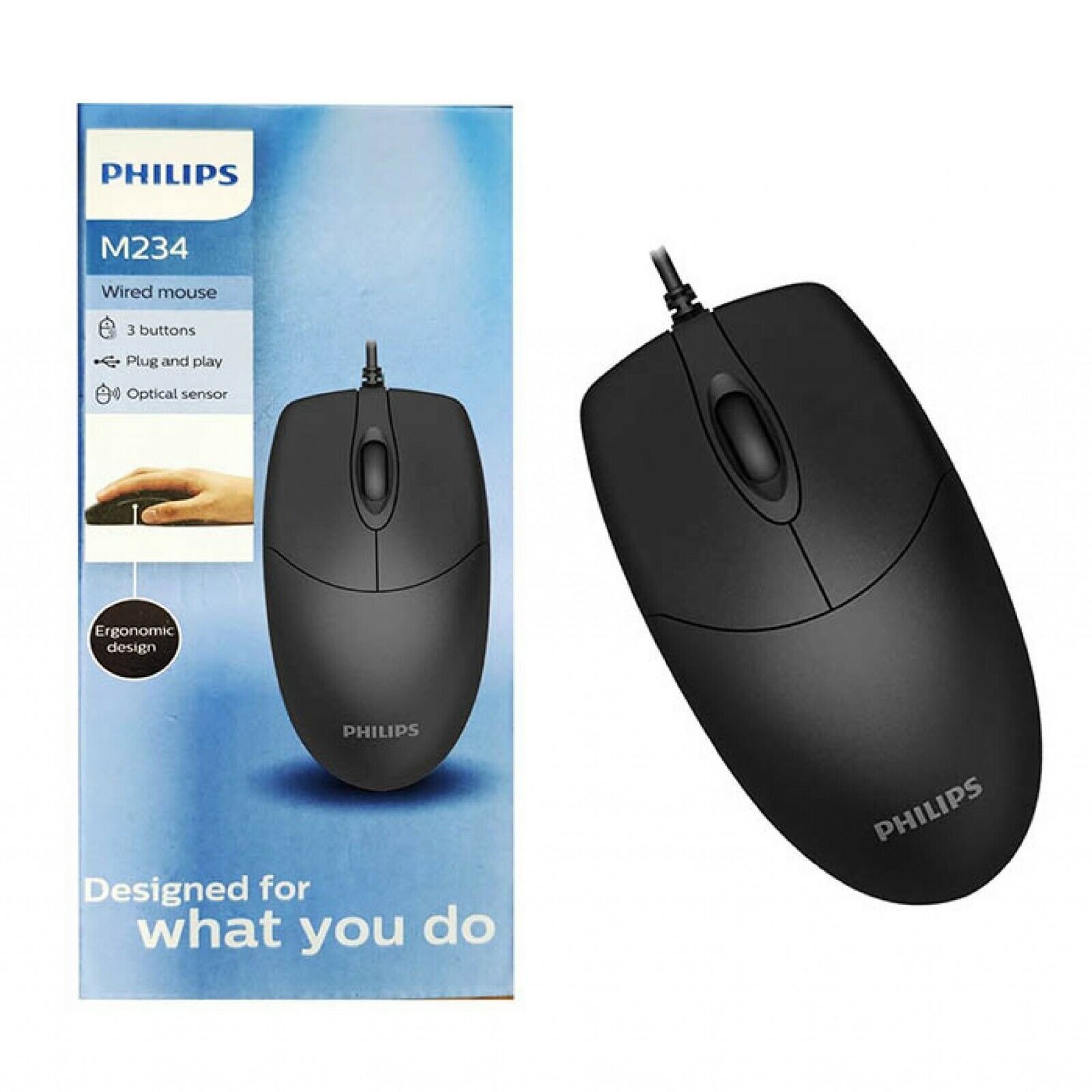 Philips SPK7234 USB Wired Computer Mouse for PC Laptop Desktop Computers