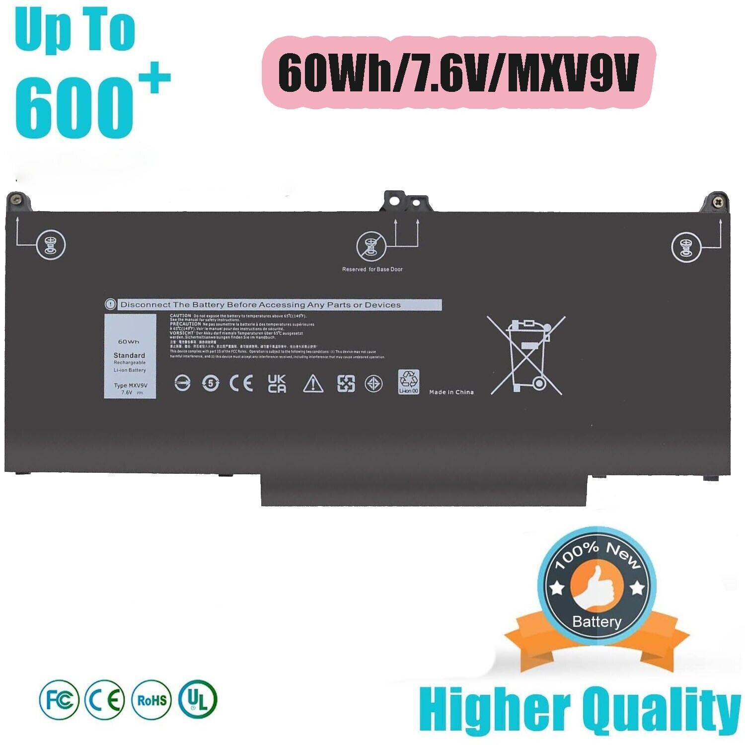 60Wh MXV9V Battery For Dell Latitude 5300 2-in-1 5310 2-in-1 Series 7300 7400