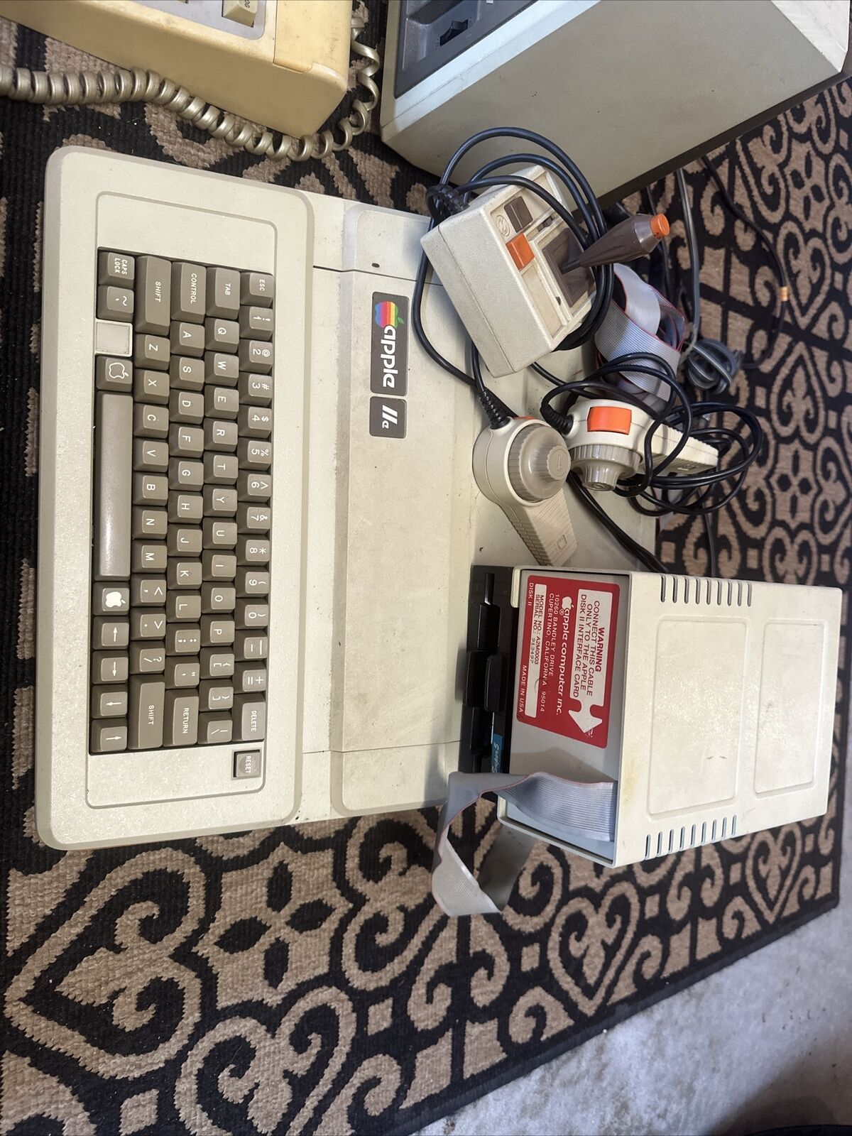 Vintage Apple IIe (2e) Computer with Monitor, Two Disc Drives, Joystick