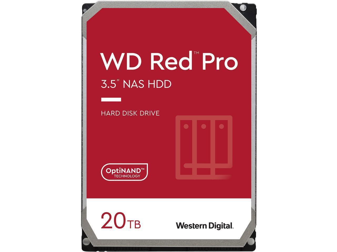 Western Digital 20TB WD Red Pro NAS Internal Hard Drive HDD - 7200 RPM, SATA 6