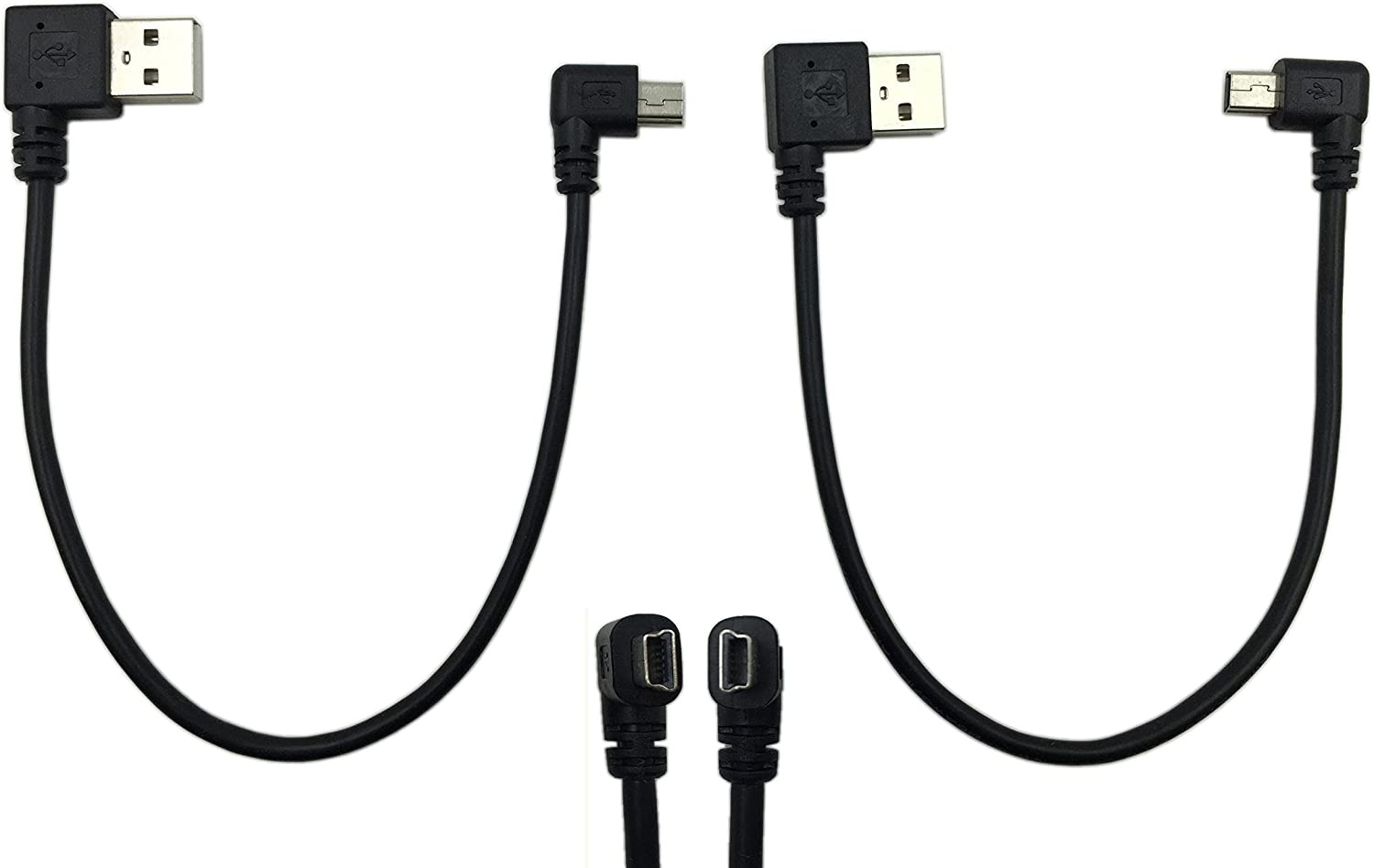 9Inch Mini USB Cable Combo Mini USB Right Angle & Left Angle Male to USB Type a 