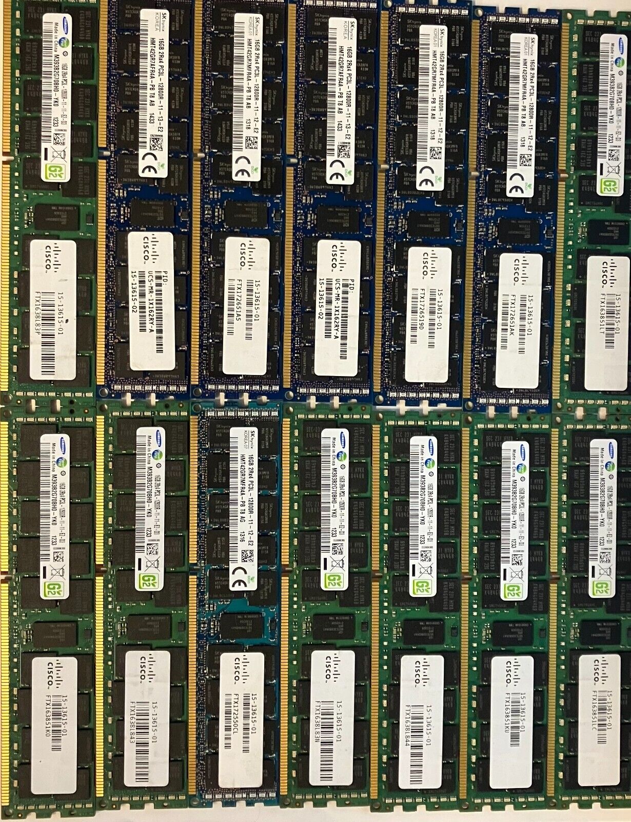 LOT of 14 16GB 2Rx4 PC3L 12800R RAM Server Memory 