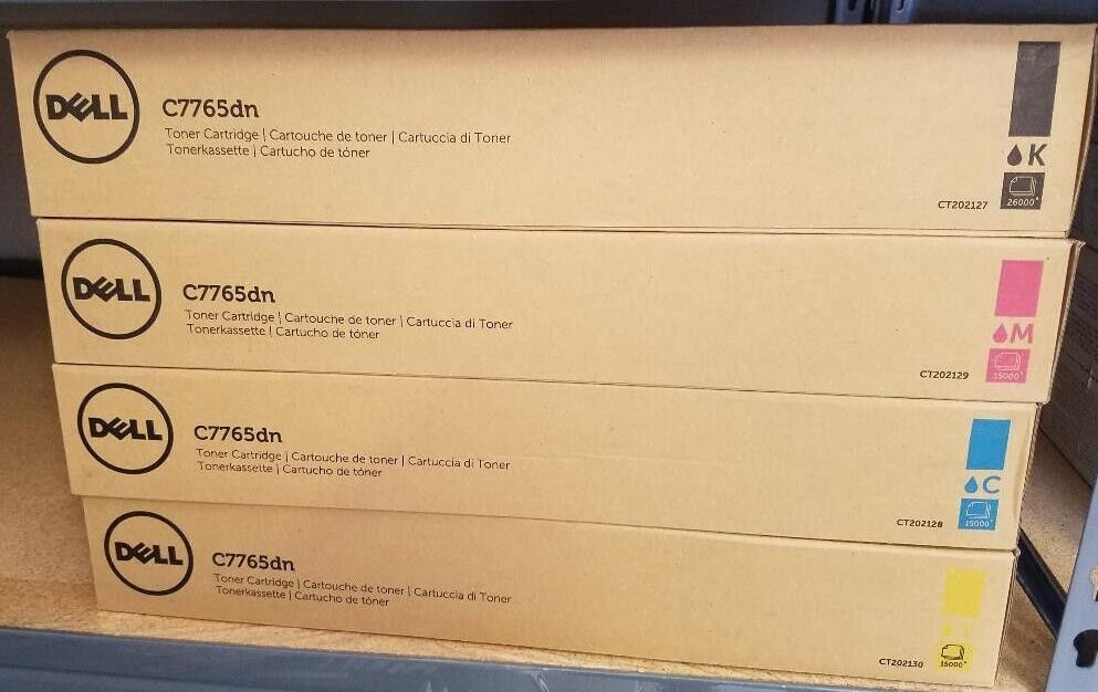 Set of 4 Sealed GENUINE DELL 72MWT JD14R H10TX 5Y7JF Toner Cartridges C7765DN