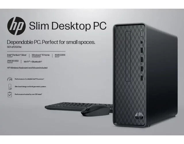 New HP Slim Desktop S01-aF2023w Pentium Silver J5040 3.2GHz 8GB 256GB SSD Win 11