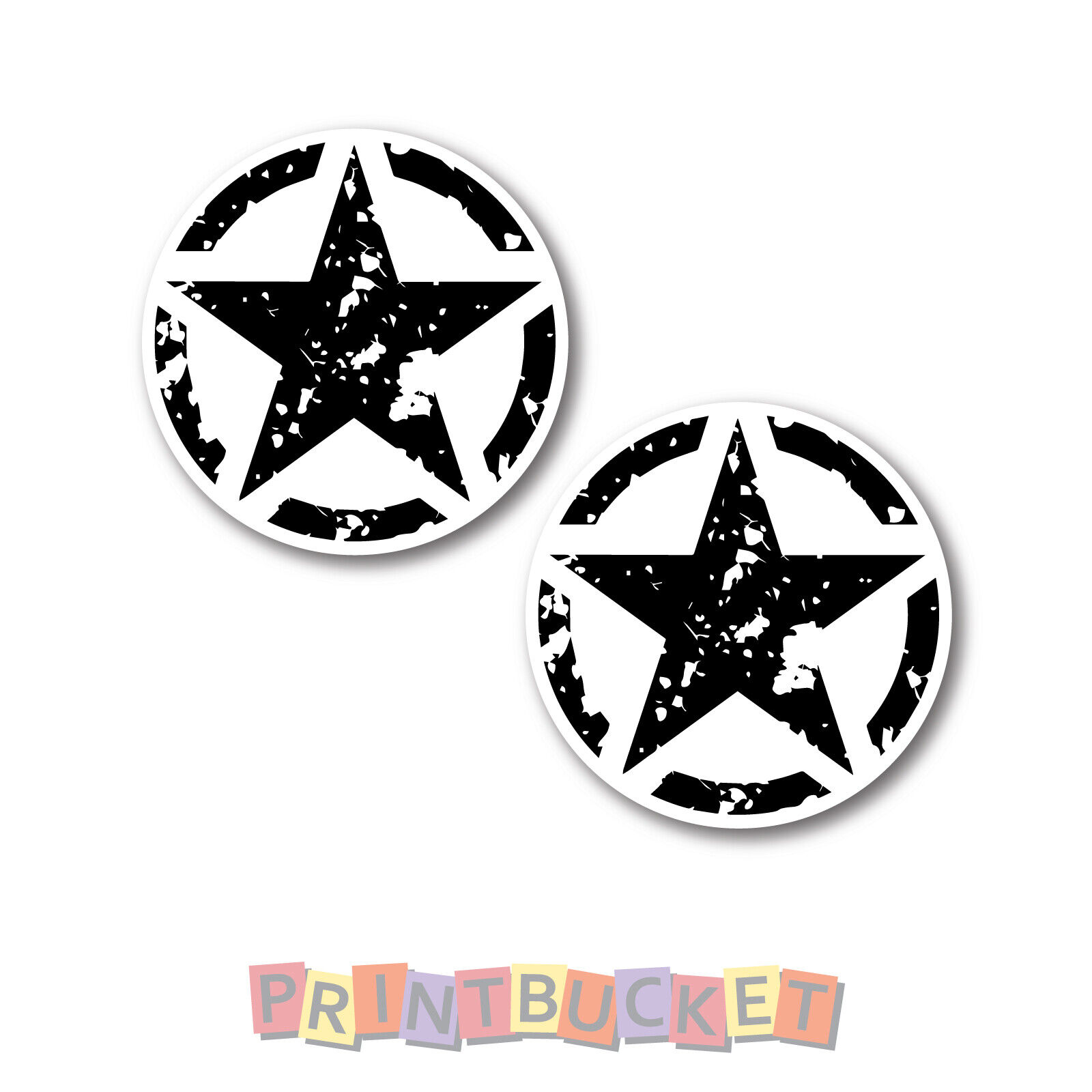 Military star sticker 60mm h 2 pack quality waterproof vinyl us army style