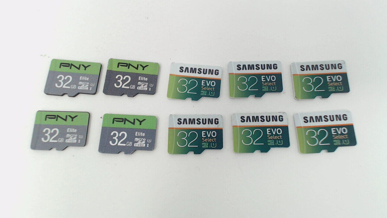 Lot of 10 - 32GB Samsug & PNY Micro SD Memory Cards
