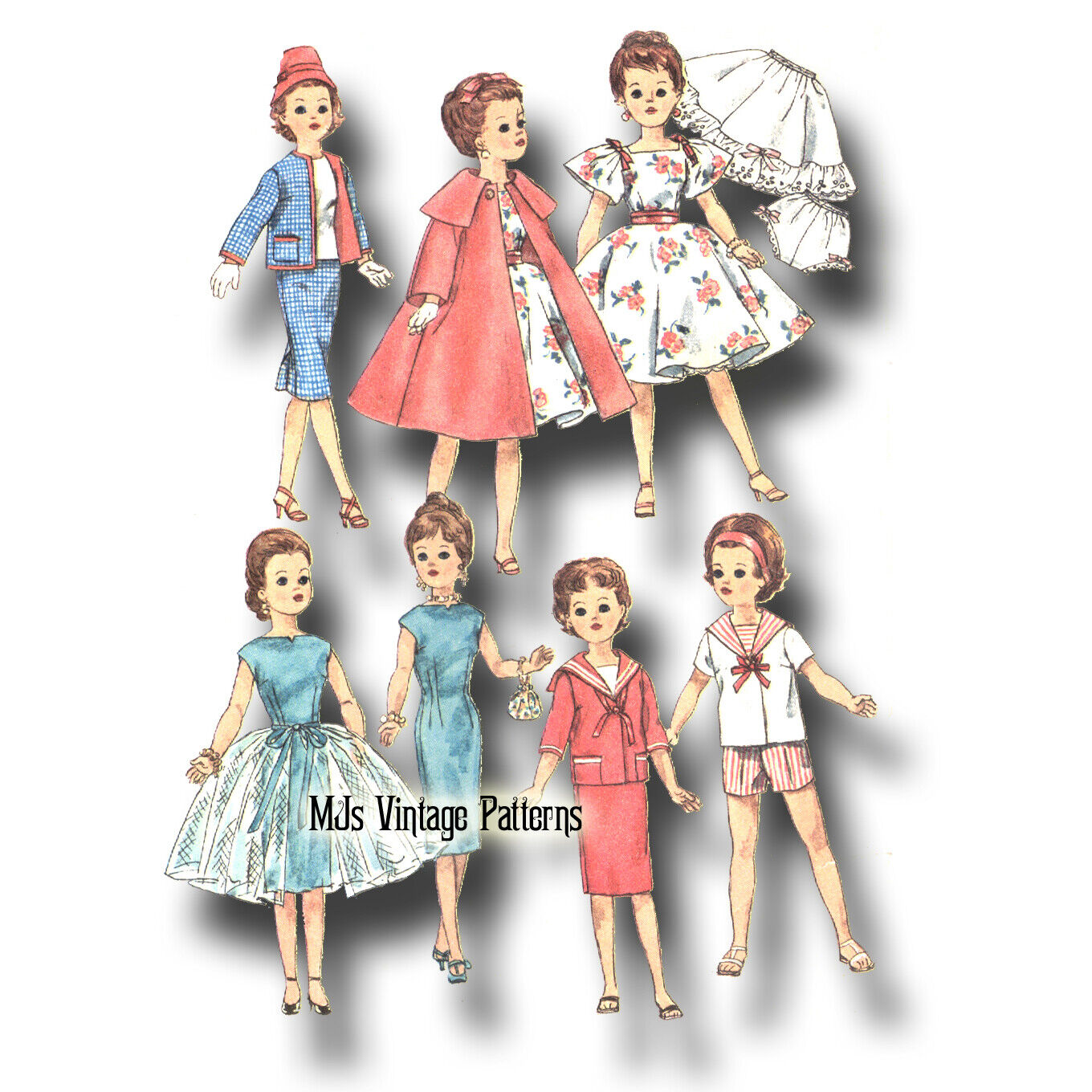 Vtg Doll Clothes Dress Suit Pattern~ 20\
