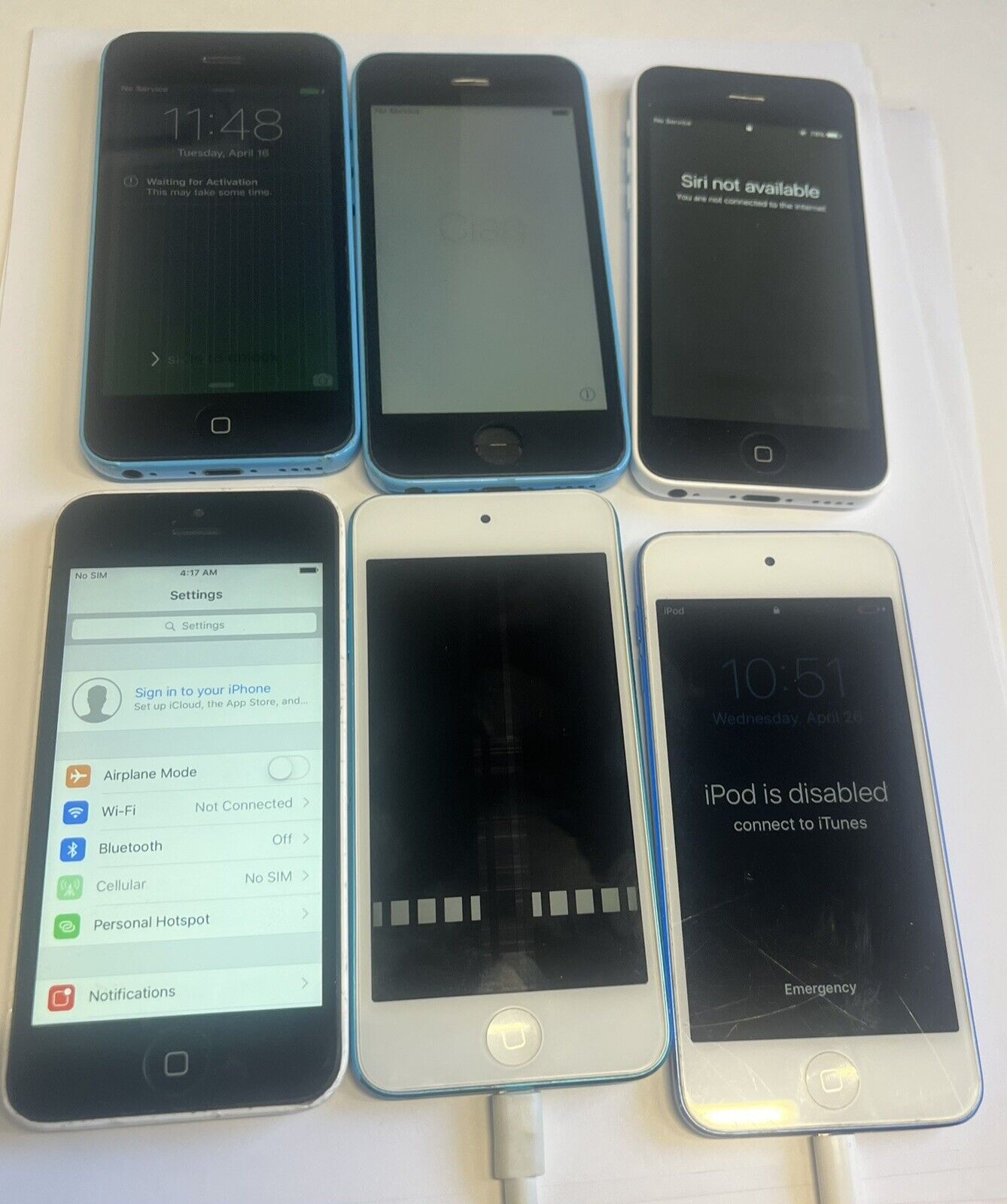 Lot of 6 Apple iPhones As-Is Repair Iphone Used Preowned Six Ipod