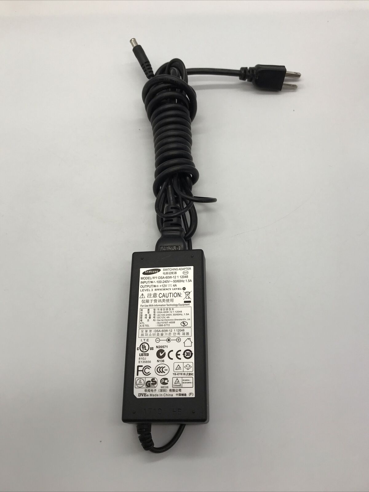Genuine OEM Samsung DSA-60W-12 1 12048 Switching Adapter 60W 12V 4A Level 3