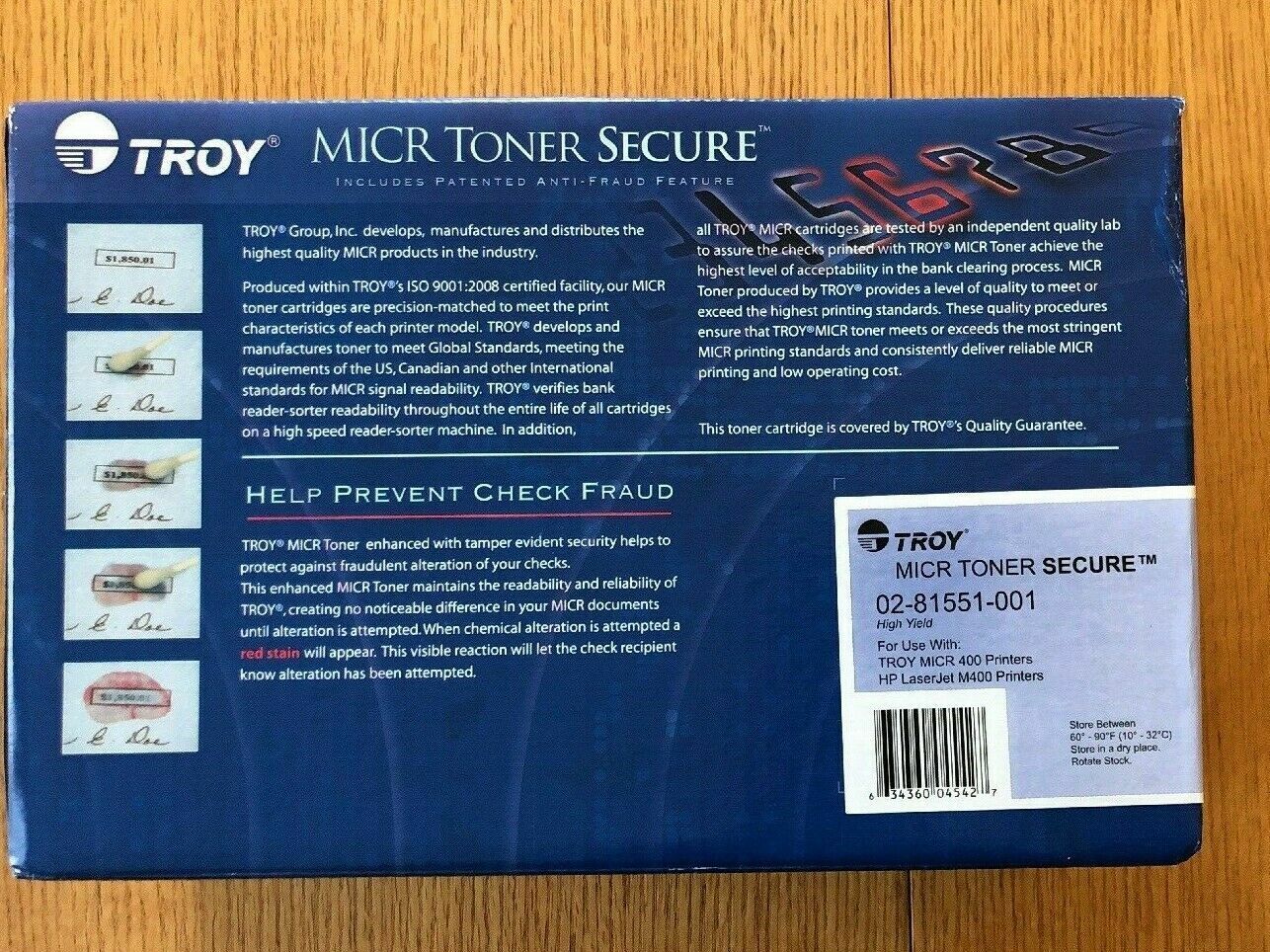 TROY 02-81551-001 MICR Toner Secure Cartridge High Yield