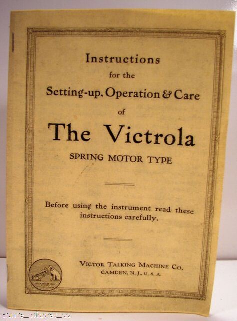 VICTROLA Set-up, Instruction Manual reprint