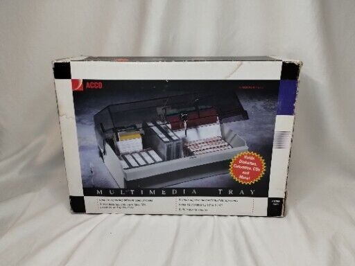 ACCO MULTIMEDIA TRAY 1993 New Open Box Diskettes Cassettes CDs Vintage Rare
