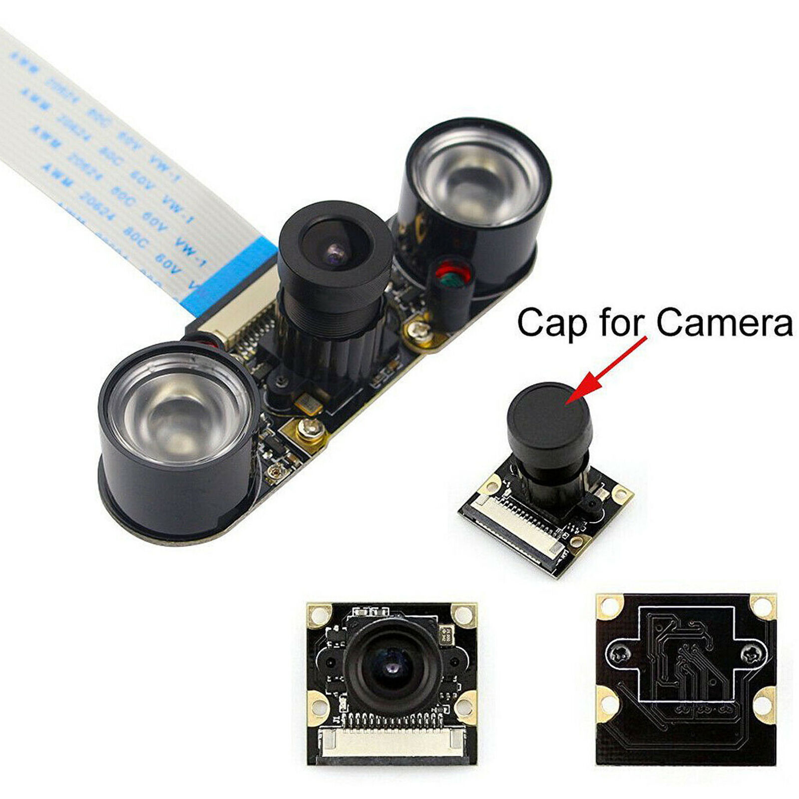 Night Vision IR Surveillance Camera+2Pcs 3W Infrared Light For Raspberry Pi3/2B