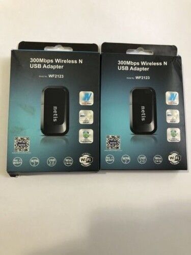  LOT OF 2 Netis WF2123 300Mbps Wireless N USB Adapter (FACTORY SEALED)