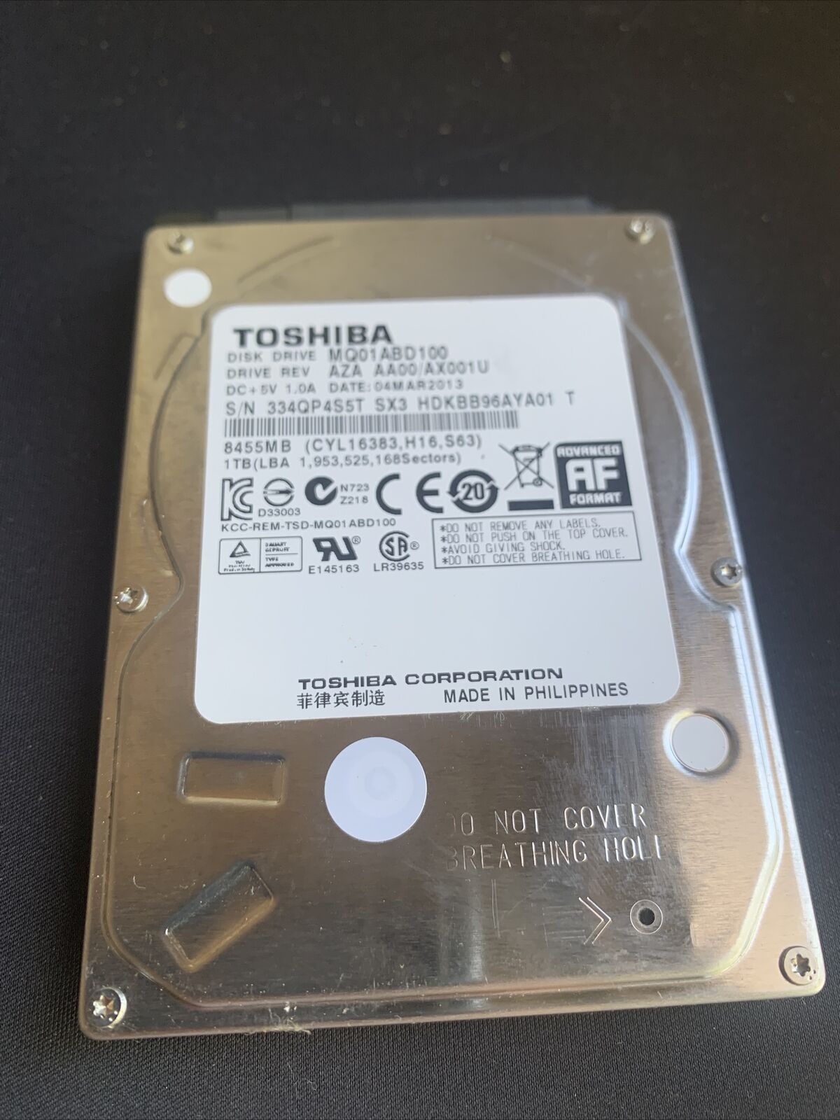 MQ04ABF100 Toshiba 1TB/1000GB 5400rpm Sata 7mm 2.5in ,128mb, 6 Gbit/s,#7