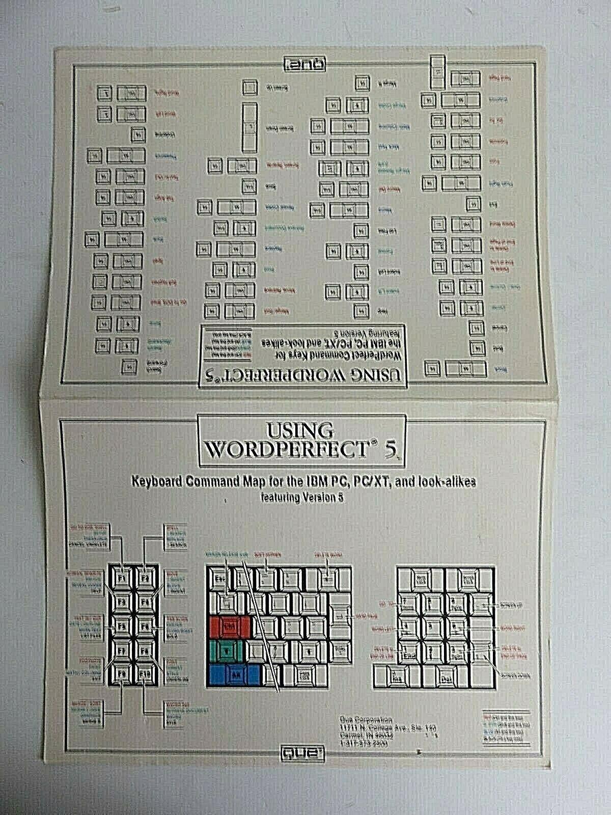 Vintage Using Wordperfect 5 Keyboard Command Map For IBM & IBM Look-Alikes