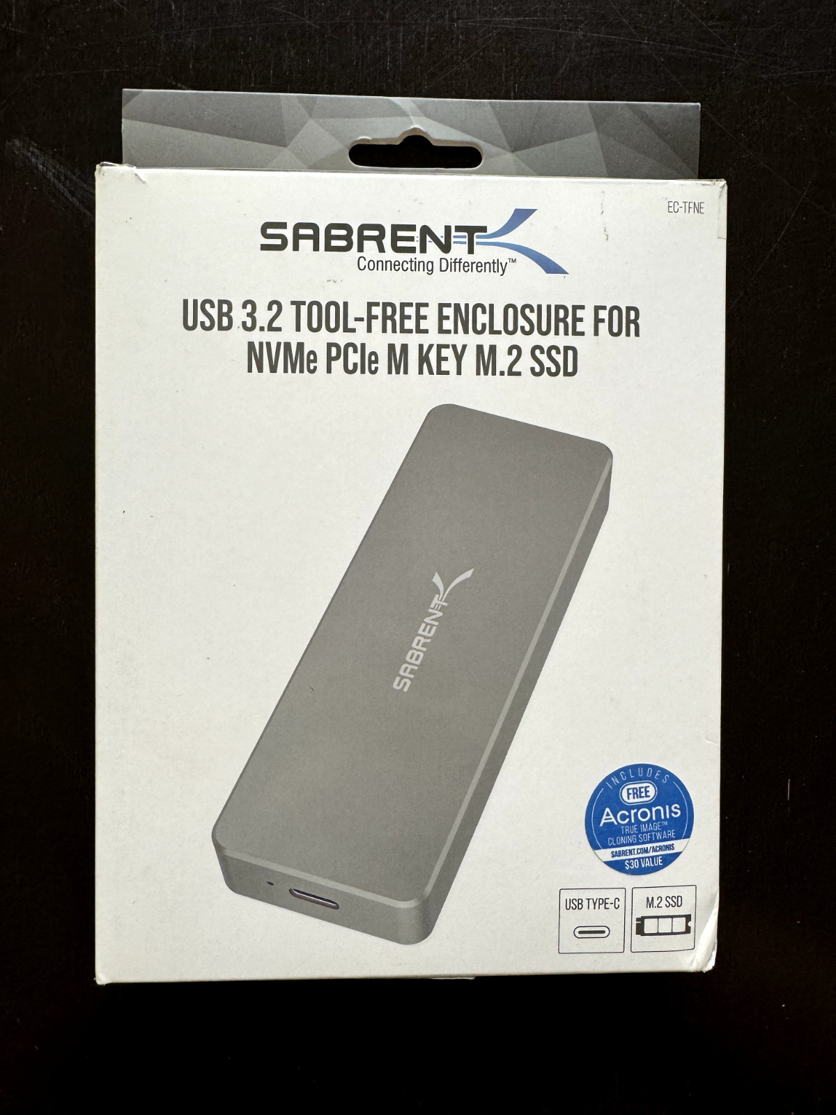 Sabrent USB 3.2 Tool-Free Enclosure for NVMe PCIe M Key M.2 SSD EC-TFNE - Silver
