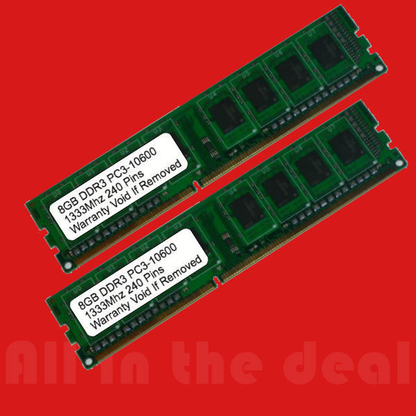16GB 2x 8GB DDR3 1333MHz PC3-10600 DESKTOP Memory Non ECC 1333 Low Density RAM