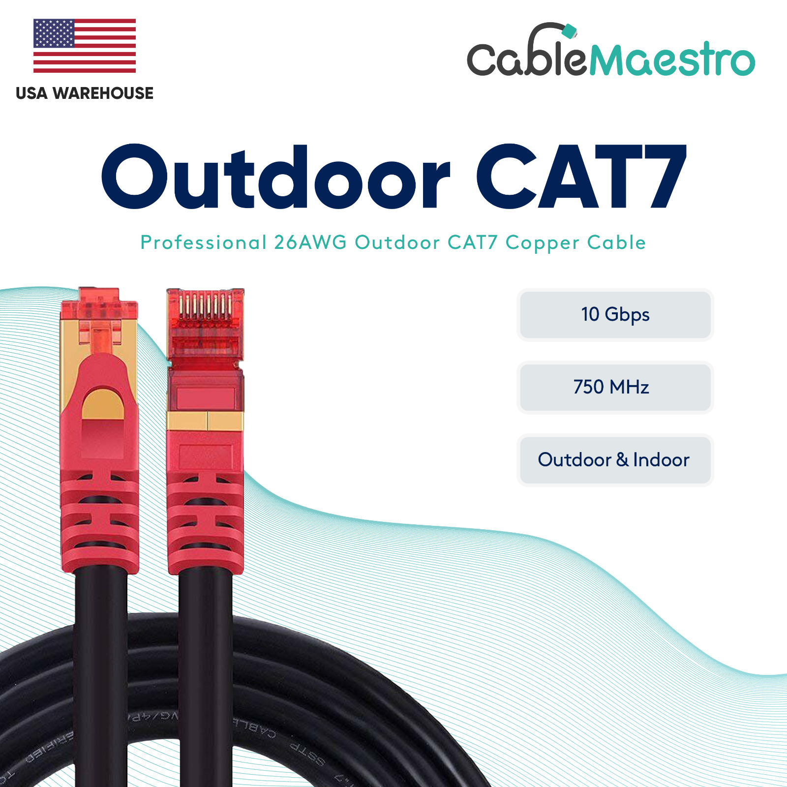 Outdoor CAT7 Copper 26AWG Network Patch Cable Cord SFTP Ethernet LAN Cable Lot