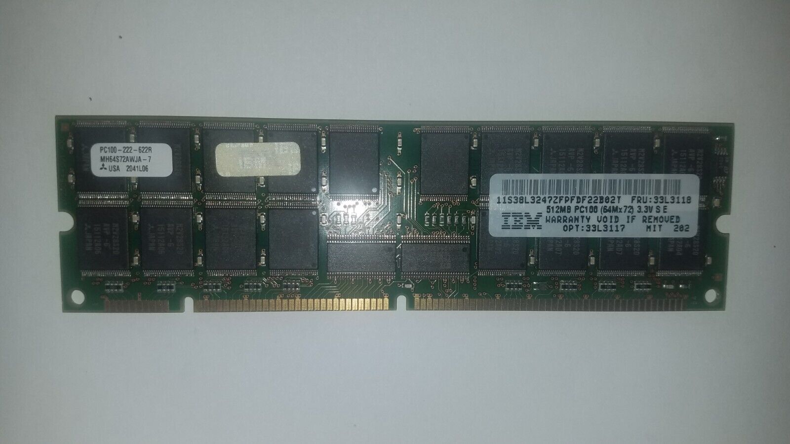 IBM 1GB (2x512MB Lot) SDRAM PC100 168PIN ECC REGISTERED 32X4 RDIMM SERVER RAM