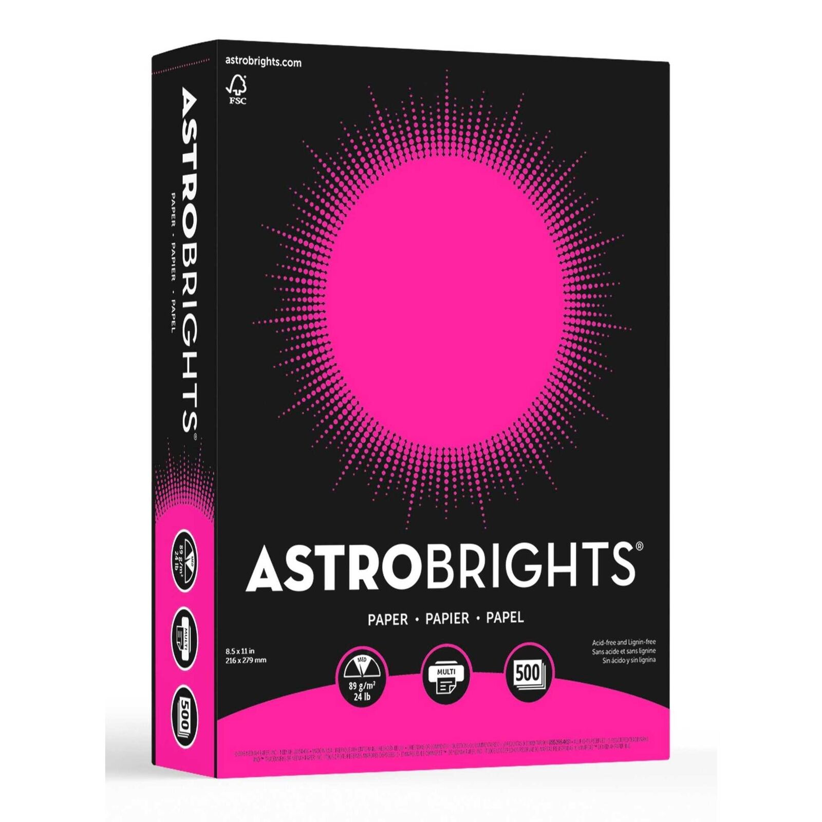 Astrobrights Premium Color Paper, 8-1/2 x 11 Inches, Fireball Fuchsia, 500 Sheet