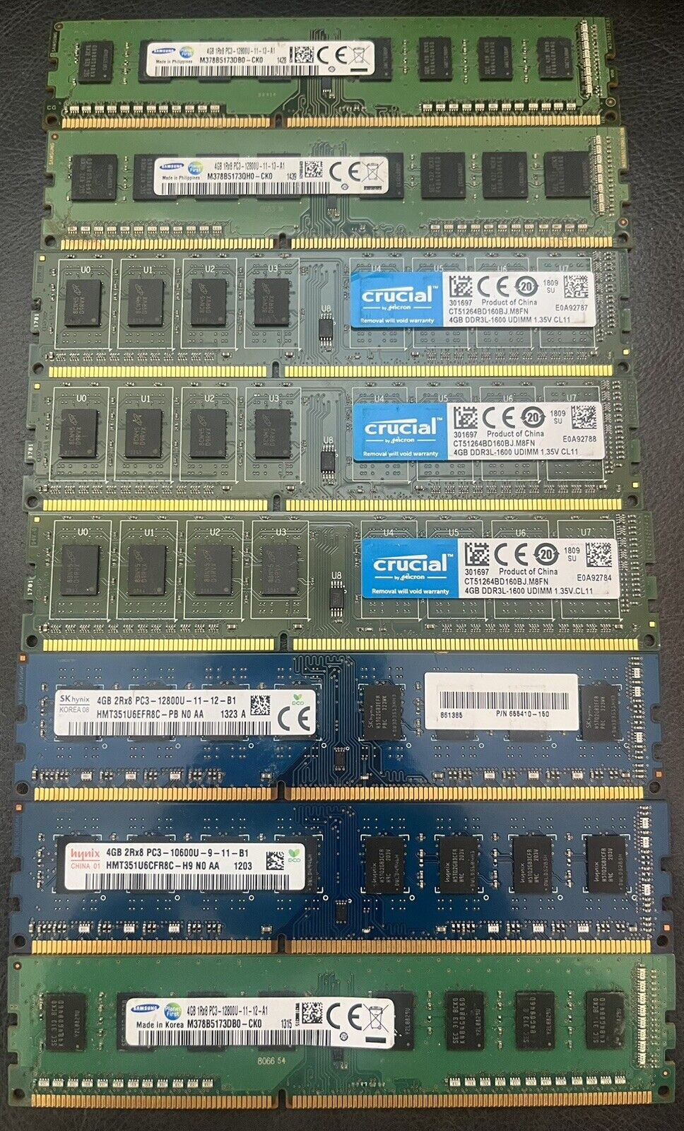 Lot of 4GB 66  DDR3 PC3 Sticks Desktop Ram -  10600 and 12800U Various brands