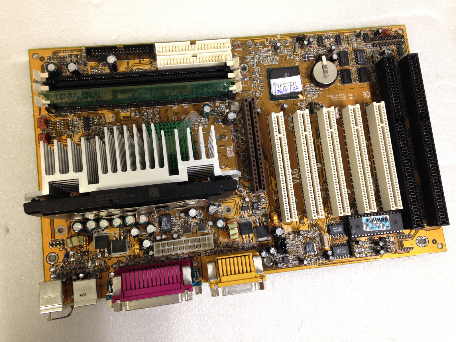 ATX Abit VA6 Desktop PC Motherboard W/ SL35E CPU & IBM 128MB Memory